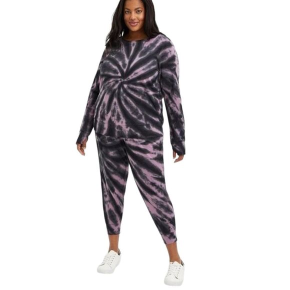 Torrid Cupro Crop Tie Dye Buttery Soft Jogger Plus Elastic Waist Sweatpants Sz 3 - Picture 3 of 10